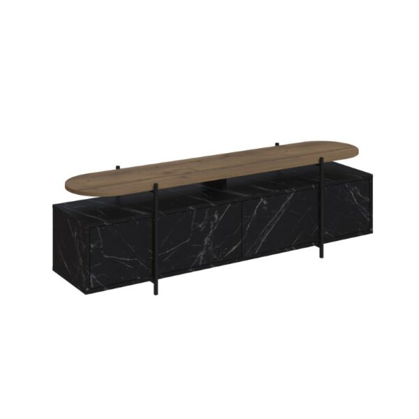 TV cabinet Ondine black marble-natural 160x35.5x48cm