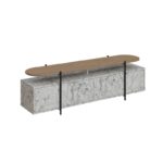 TV cabinet Ondine grey marble-natural 160x35.5x48cm