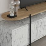 TV cabinet Ondine grey marble-natural 160x35.5x48cm - Слика 4