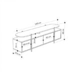 TV cabinet Ondine grey marble-natural 160x35.5x48cm - Слика 5