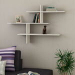 Wall shelf unit leona melamine in white color 123x22x81cm - Image 2