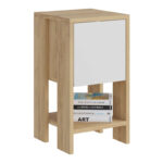 Nightstand Ema melamine in natural-white color 30x30x55cm