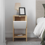 Nightstand Ema melamine in natural-white color 30x30x55cm - Image 3
