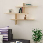 Wall shelf unit Leona melamine in oak color 123x22x81cm - Image 2