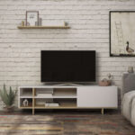 Tv unit Saloon in white-oak color 160x35.5x44cm - Image 2