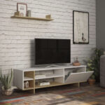 Tv unit Saloon in white-oak color 160x35.5x44cm - Image 3