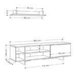 Tv unit Saloon in white-oak color 160x35.5x44cm - Image 4