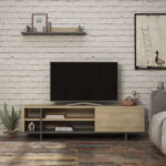 Tv unit Saloon in dark grey-oak color 160x35.5x44cm - Image 2