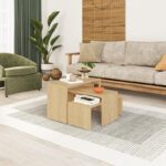 Kantar coffee tables set of 3 in natural color 65x30x39cm - Image 2