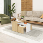 Kantar coffee tables set of 3 in oak-white color 65x30x39cm - Image 2
