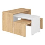 Комплет од 3 масички за кафе Kantar во даб-бела боја 65x30x39 см