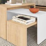 Kantar coffee tables set of 3 in oak-white color 65x30x39cm - Image 5