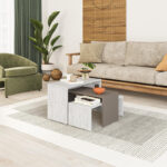 Kantar coffee tables set of 3 in antique white - mocha color 65x30x39cm - Слика 2