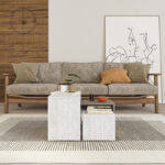 Kantar coffee tables set of 3 in antique white - mocha color 65x30x39cm - Слика 3