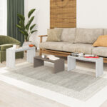 Kantar coffee tables set of 3 in antique white - mocha color 65x30x39cm - Слика 4