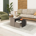 Kantar coffee tables set of 3 in anthracite - mocha color 65x30x39cm - Слика 2