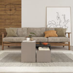 Kantar coffee tables set of 3 in anthracite - mocha color 65x30x39cm - Слика 3