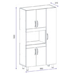 Kitchen cabinets Defne in white-walnut color 89x37.5x160cm - Image 5