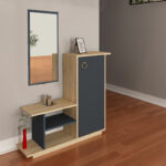 Entrance furniture with mirror Ceel in white-walnut color 80x29.5x90cm - Слика 3