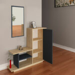 Entrance furniture with mirror Ceel in white-walnut color 80x29.5x90cm - Слика 4