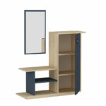 Entrance furniture with mirror Ceel in white-walnut color 80x29.5x90cm - Слика 5