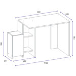 Office desk Kely in white-oak color 113x55x74cm - Слика 5