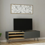 Tv stand Veronica in dark grey-natural 120x33x49,5cm - Image 2
