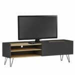 Tv stand Veronica in dark grey-natural 120x33x49,5cm