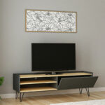 Tv stand Veronica in dark grey-natural 120x33x49,5cm - Image 3