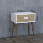 Nightstand Labow with a drawer walnut-white-sonoma 45x30x57.5cm - Слика 5