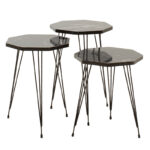Side tables set 3pcs Buena marble imitation black