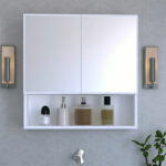 Zante bathroom cabinet with mirror white 70x17x70cm - Image 2