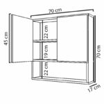 Zante bathroom cabinet with mirror white 70x17x70cm - Image 5