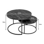 Coffee tables October set 2pcs golden matte-black-white marble D70x50cm - Слика 4