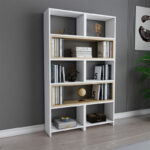 Extendable bookcase Thorin white-natural 163.5x22x150cm - Слика 2