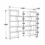 Extendable bookcase Thorin white-natural 163.5x22x150cm - Слика 6