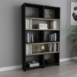 Extendable bookcase Thorin black-natural 163.5x22x150cm - Image 2