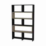 Extendable bookcase Thorin black-natural 163.5x22x150cm