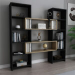 Extendable bookcase Thorin black-natural 163.5x22x150cm - Image 3