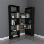 Extendable bookcase Thorin black-natural 163.5x22x150cm - Image 4