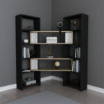 Extendable bookcase Thorin black-natural 163.5x22x150cm - Image 5
