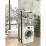 Laundry cabinet Zermin metal-melamine white-black 70x25x150cm - Слика 2