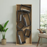 Bookcase Jamey natural-dark grey 60x24x153,6cm - Слика 4