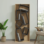 Bookcase Jamey natural-dark grey 60x24x153,6cm - Слика 5