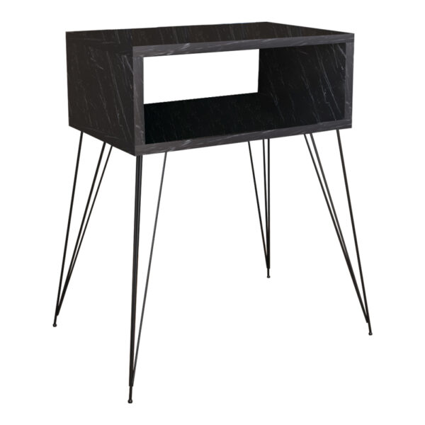 Nighstand Naida  black marble melamine 45x30x59cm