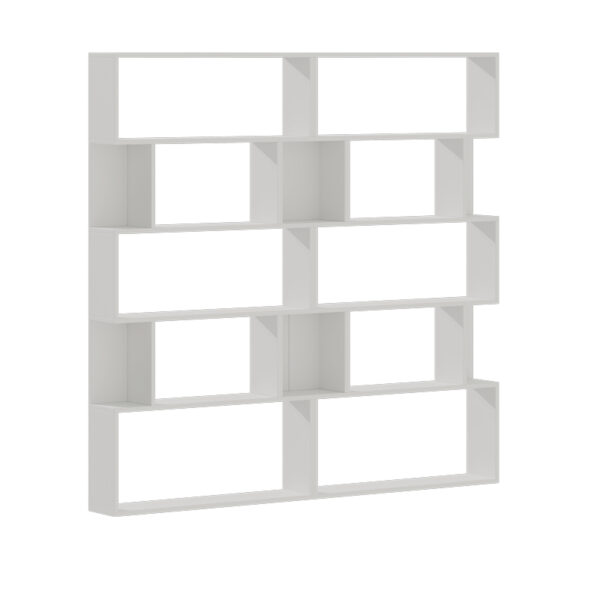 Библиотека Booky со 12 полици, бел меламин 180x20x175 см