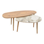 Monty oak-beige melamine marble coffee table 116x46x46cm