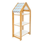 T. Montessori shelf Zoilen I white-natural-blue mdf 50x30x100cm