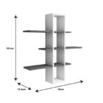 Akira melamine wall shelf in walnut-white shade 96x19.5x101cm - Image 4