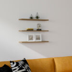 Wall shelf Edna melamine in walnut shade 60x14.5x1.8cm - Image 2